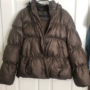 GAP brand mocha puffer jacket.